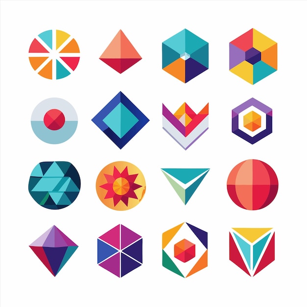 a collection of colorful geometric designs including one that says  the other