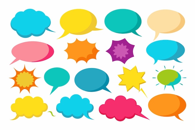 a collection of comic speech bubbles with the word bubble on the bottom
