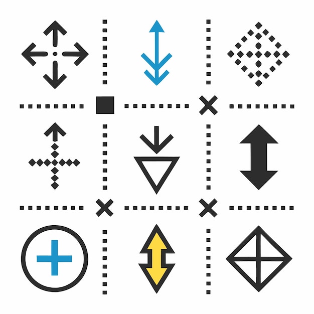 a collection of different arrows and arrows with a black background