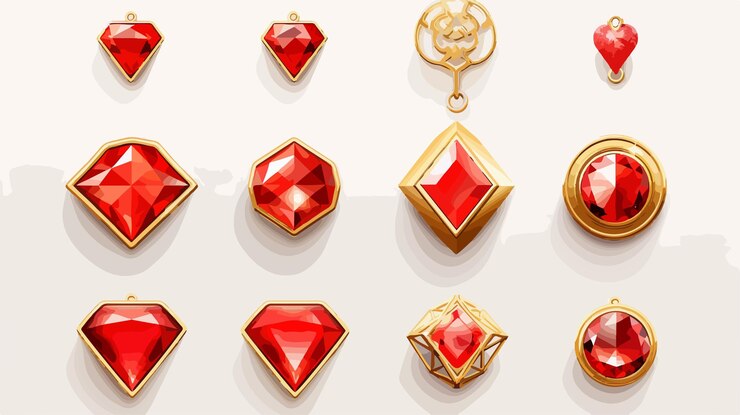 Vector a collection of gold and diamond earrings with one that says  the one called red