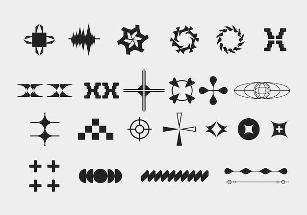 A collection of Hypebeast sign set abstract shape futuristic element vector fkn design editable