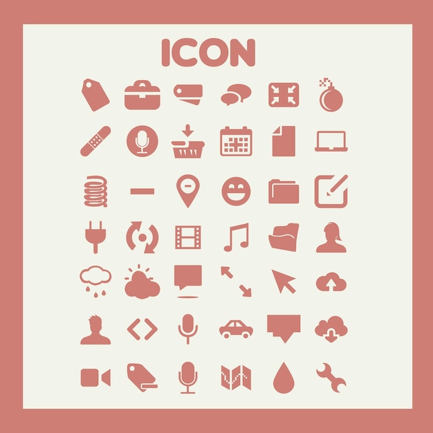 a collection of icons including one that sayss w