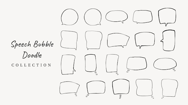 A collection of simple lines hand drawn speech bubbles in various shapes Set of simple of hand drawn speech bubbles in various sizes and shapes Set of simple lines hand drawn speech bubbles