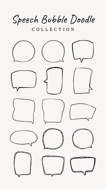 A collection of simple lines hand drawn speech bubbles in various shapes Set of simple of hand drawn speech bubbles in various sizes and shapes Set of simple lines hand drawn speech bubbles