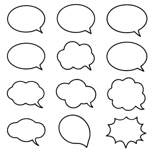a collection of speech bubbles with a speech bubble above them