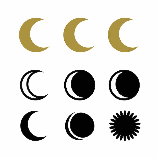 a collection of symbols for the moon and the moon