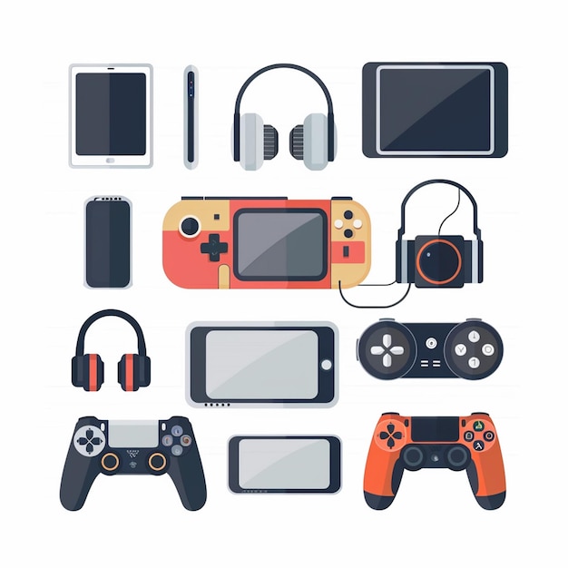 a collection of video game controllers including one that says  video game