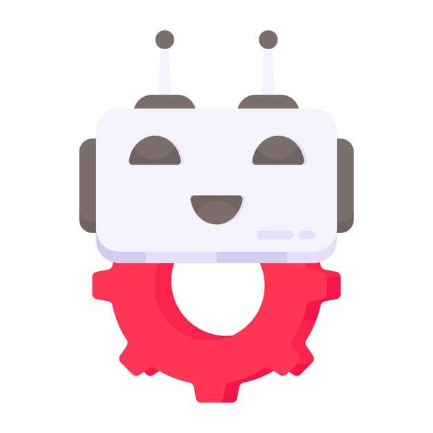 a colored design icon of robot setting