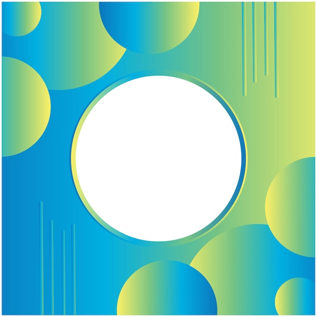 a colorful background with circles and a green circle with yellow and blue circles