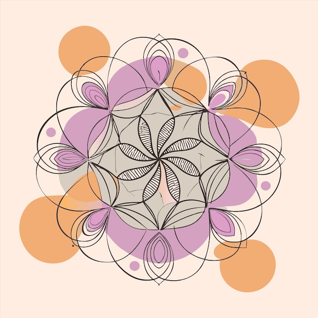 a colorful design with a circle of purple and orange circles