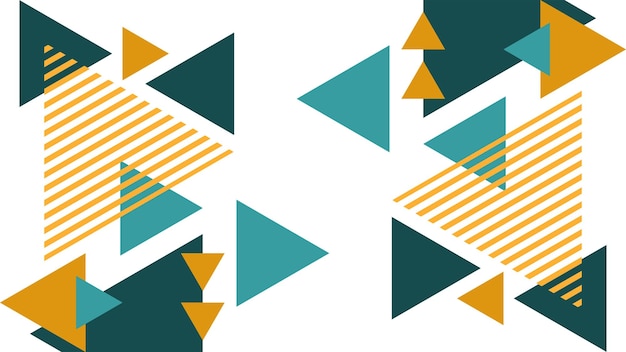 a colorful geometric design with a yellow and blue triangle on the bottom