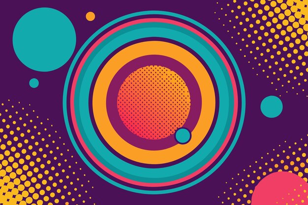 a colorful poster with a circle and a circle with a circle on it