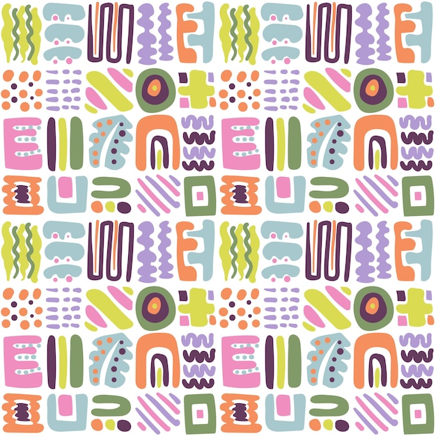 a colorful seamless pattern with the unique shapes