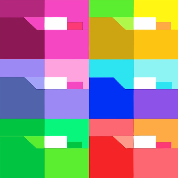 a colorful series of squares with different colors and shapes