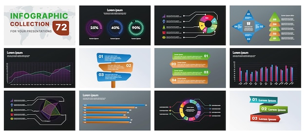A comprehensive infographic set with modern design elements including charts