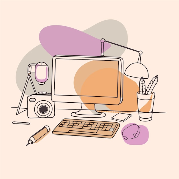 a computer monitor and a pencil are on a desk