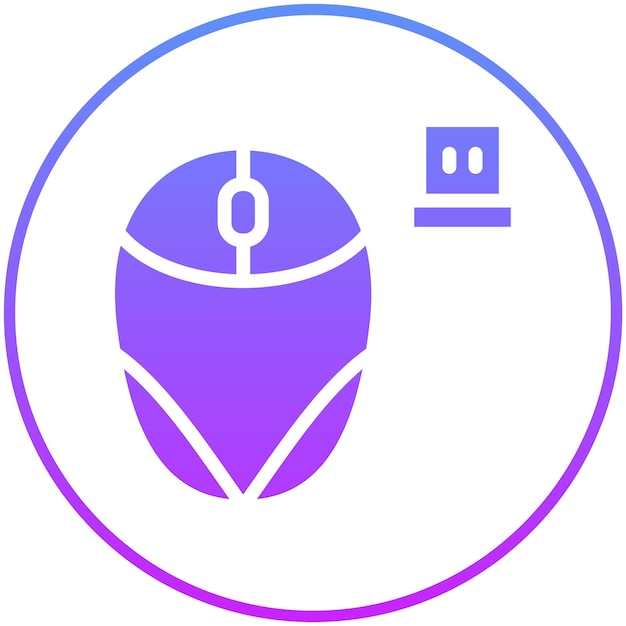 a computer mouse with a purple circle and a white circle with a blue and purple circle