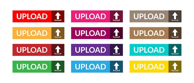a computer screen with a purple and blue button that says upload