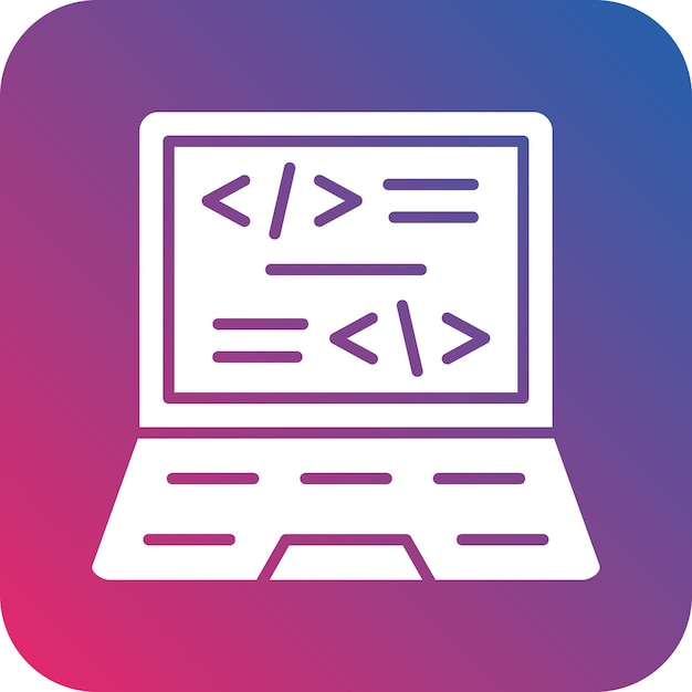 a computer with a colorful blue and pink logo with a blue and pink border