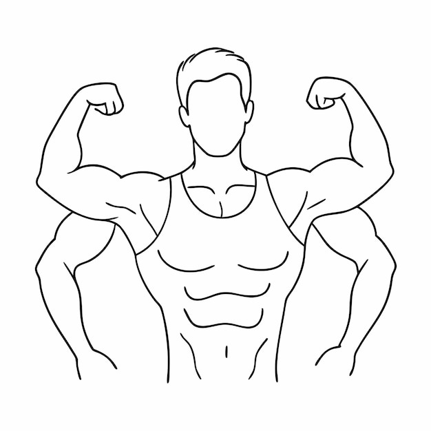 a continuous line drawing of a man showing his arm vector outline in a oneline art style 35