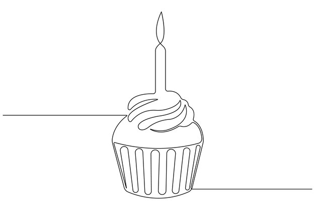 a cupcake with a candle that says  birthday  on it