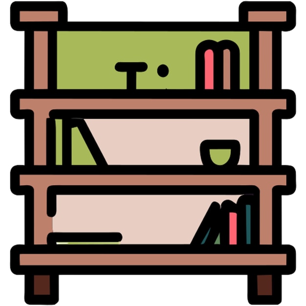 a decorative wall shelf icon colored outline