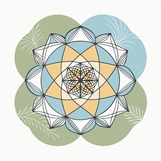 a design in a circle that has a flower on it