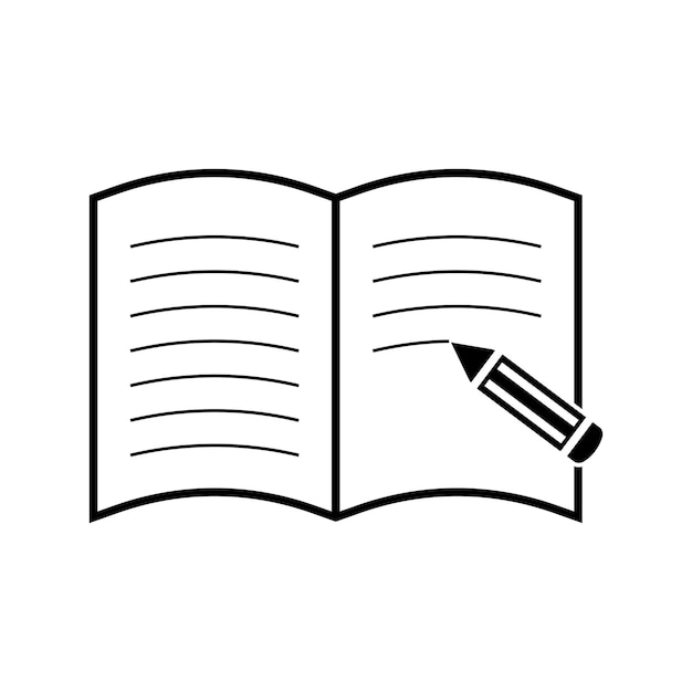 a drawing of a book with a pen in it