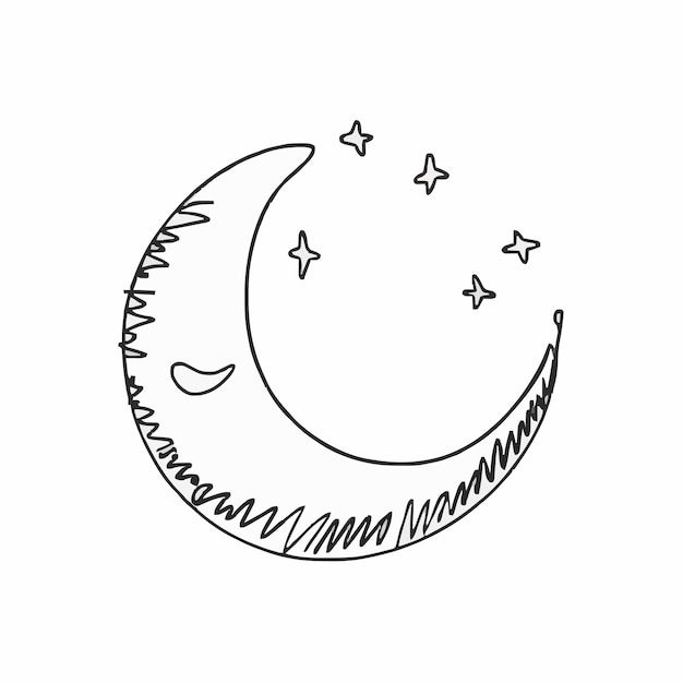 a drawing of a crescent moon and the words night on the side