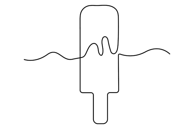 a drawing of a piece of ice cream with a line drawn on it