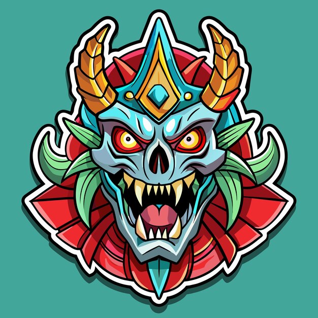 a drawing of a skull with a dragon head on it