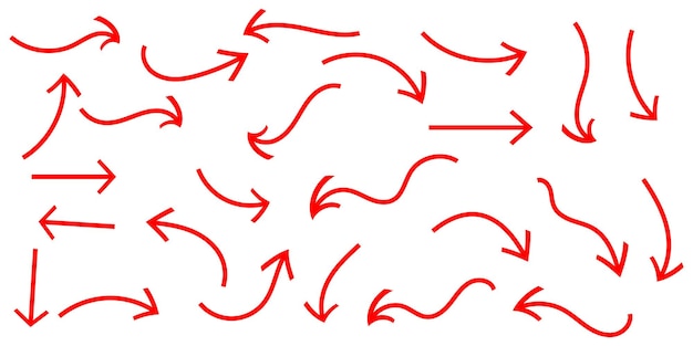 a drawing of red arrows with red arrows pointing to the right