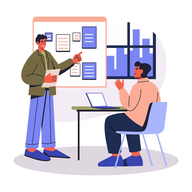 A flat style illustration depicting corporate planning