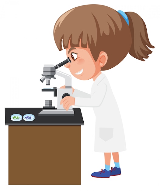 A girl using microscope