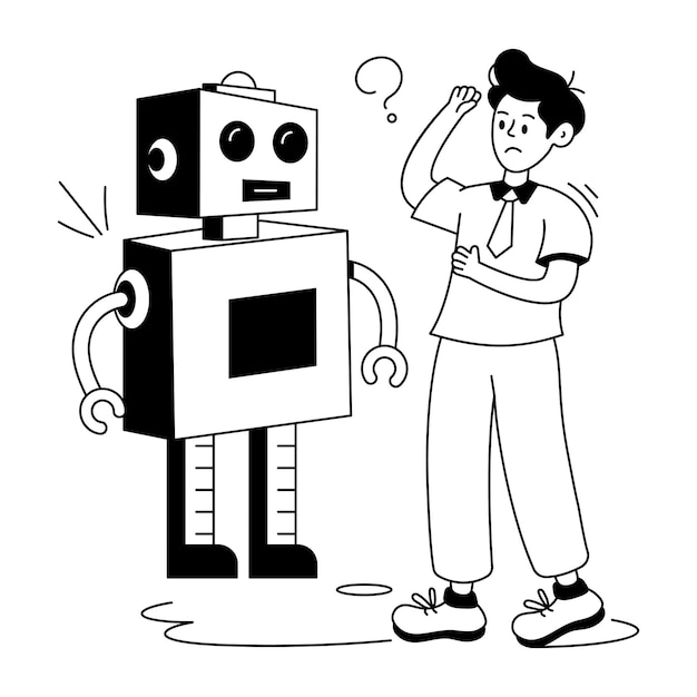 A glyph style illustration of robot solution