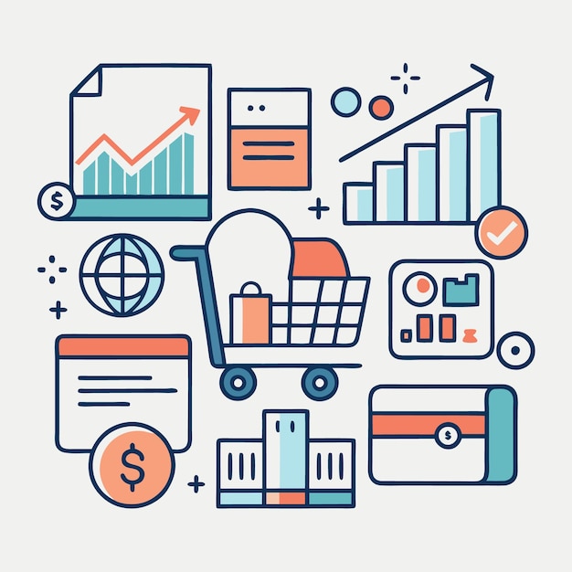 a graphic of a business card with a chart and graphs and charts