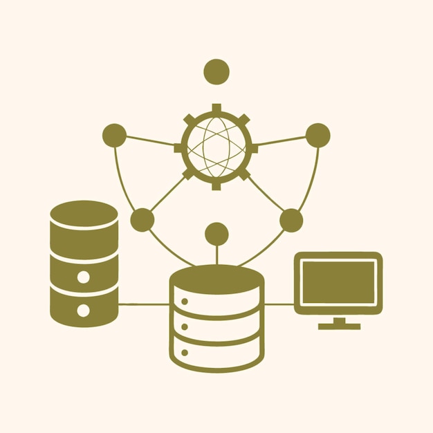 a graphic of a computer and a computer monitor with a computer on top of it