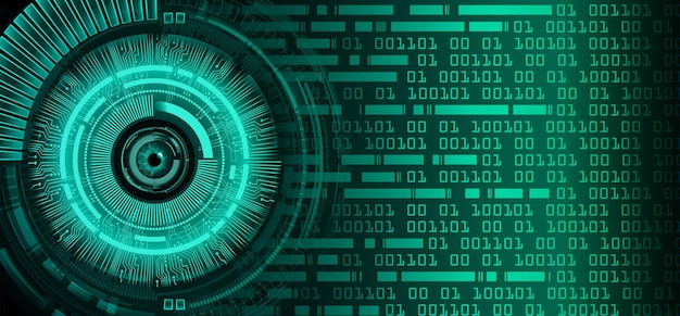 A green and black computer screen with numbers and letters that say'cyber security '