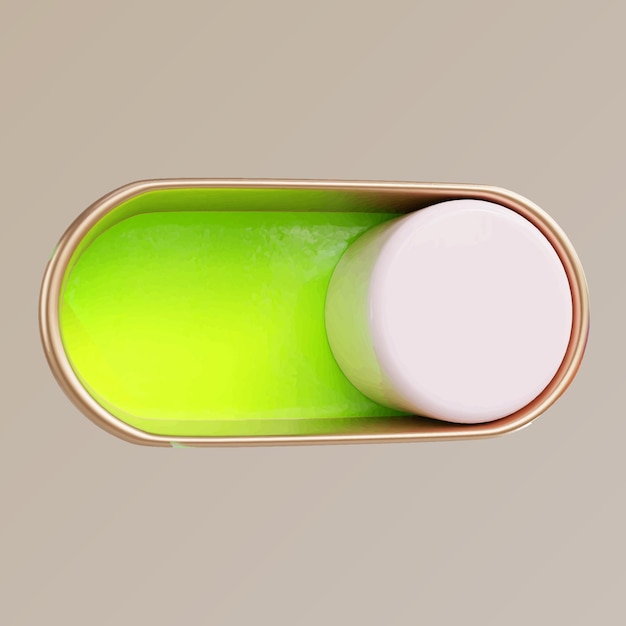 a green and white container with a white cap is shown