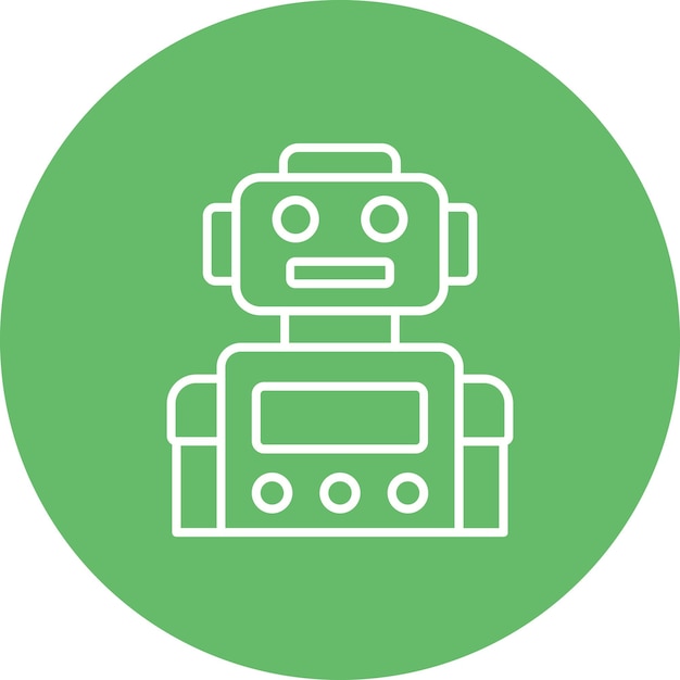 a green and white logo with a robot on it