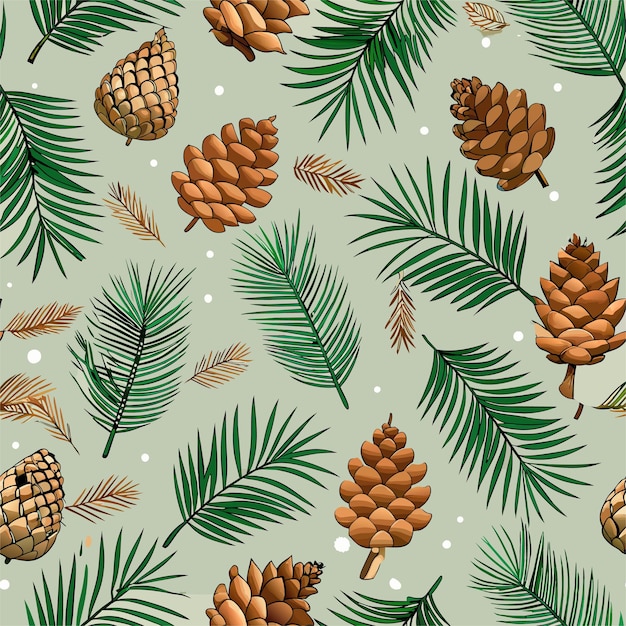 a green background with pine cones and pine cones