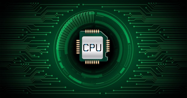 A green circuit board with the word cpu on it.
