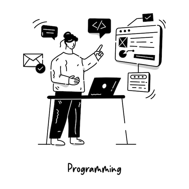 A hand drawn illustration portraying web content