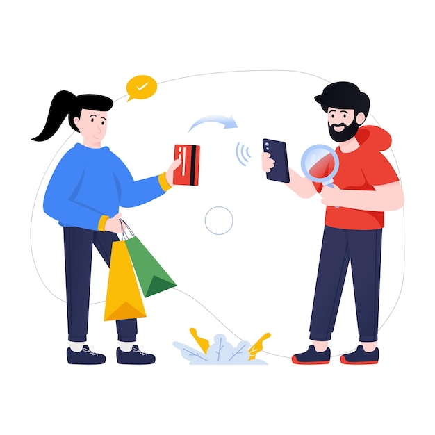 A handy flat illustration of card transaction