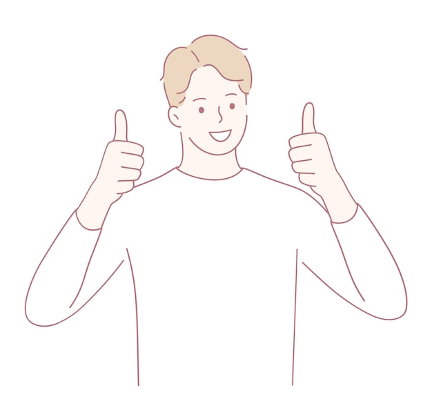 A Happy Young Man Enthusiastically Offering a Thumbs Up Gesture in a Joyful and Positive Manner