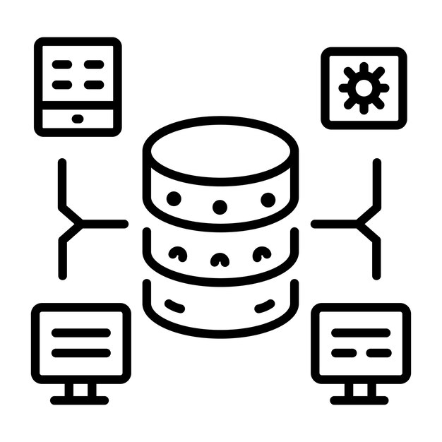 A linear style icon of central storage