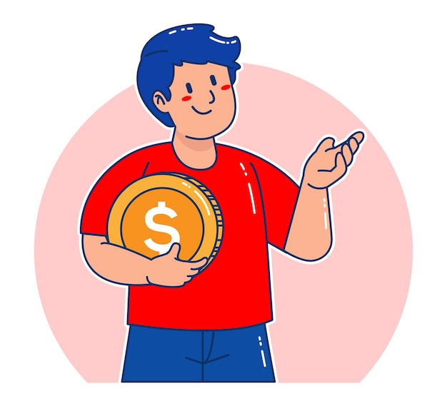 A man carries dollar coins