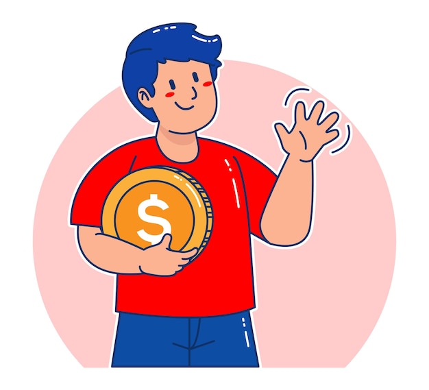 A man carries dollar coins