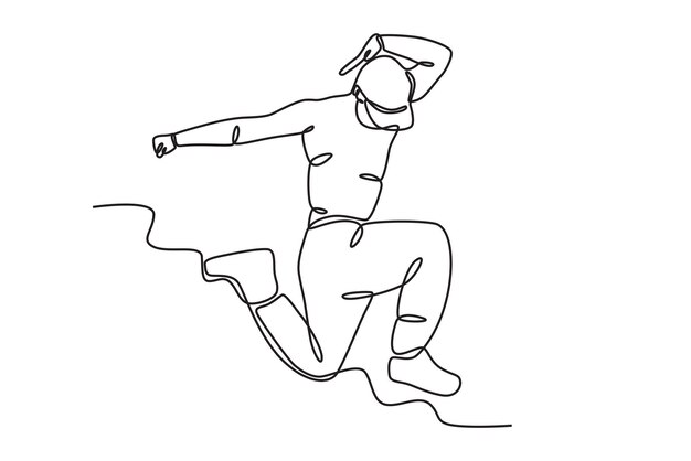 A man dances stylishly Dancing oneline drawing