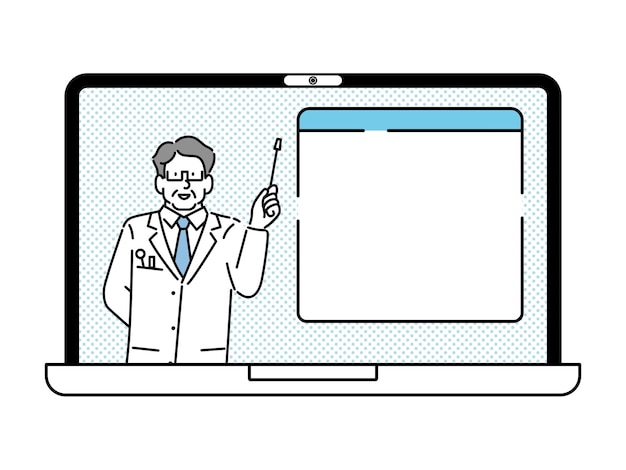 A man explaining something on a computer monitor